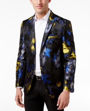 Tallia Slim-fit Blue And Yellow Floral Dinner Jacket