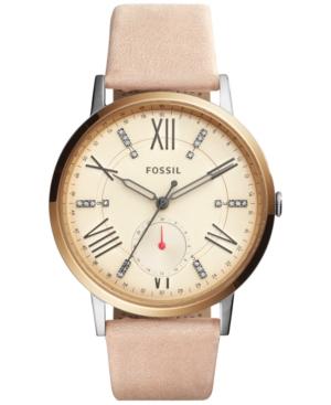 Fossil Women's Gazer Pink Leather Strap Watch 40mm Es4163