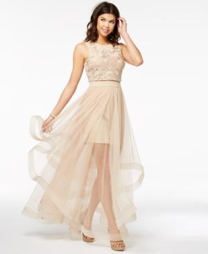 Say Yes To The Prom Juniors' Embellished Illusion-skirt Dress, A Macy's Exclusive Style