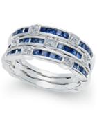 Sapphire (2 Ct. T.w.) And Diamond (1/4 Ct. T.w.) Stack-look Ring In 14k White Gold