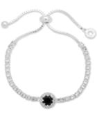 Anne Klein Silver-tone Crystal & Stone Slider Bracelet
