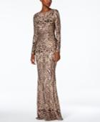 Betsy & Adam Petite Sequined Gown