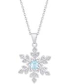 Blue Topaz (1/2 Ct. T.w.) & Diamond Accent Snowflake 18 Pendant Necklace