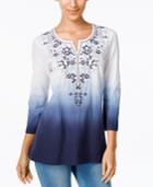 Jm Collection Dip-dyed Embroidered Tunic, Only At Macy's