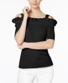 Grace Elements Ruffled Cold-shoulder Sweater