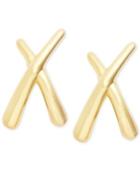 X Stud Earrings In 14k Gold