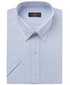 Club Room Men's Classic-fit Easy Care Light Blue Double Tattersall Short-sleeve Dress Shirt, Only At Macy's