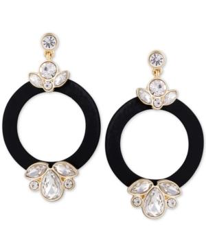 Guess Gold-tone Crystal & Wrapped Nylon Drop Hoop Earrings