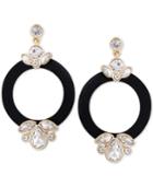 Guess Gold-tone Crystal & Wrapped Nylon Drop Hoop Earrings