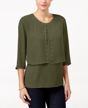Ny Collection Petite Embellished Layered-look Top