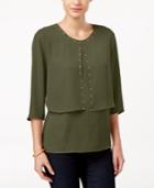 Ny Collection Petite Embellished Layered-look Top