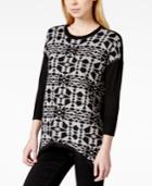 Kensie Geometric-print Pullover Sweater