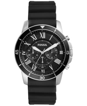Fossil Men's Chronograph Grant Black Silicone Strap Watch 44mm Fs5254