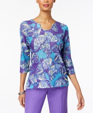 Alfred Dunner All Aflutter Printed Embellished Top