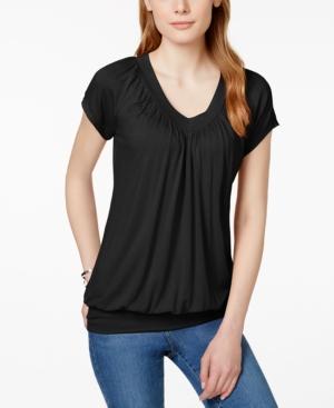 Jm Collection Short-sleeve V-neck Banded-hem Top, Only At Macy's