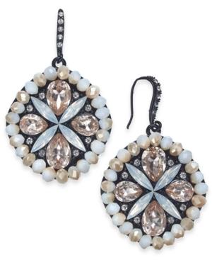 I.n.c. Medium Black-tone Neutral Crystal Drop Earrings, 1.25, Created For Macy's