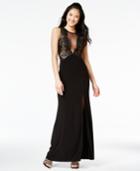 Trixxi Juniors' Cutout Illusion-bodice Gown