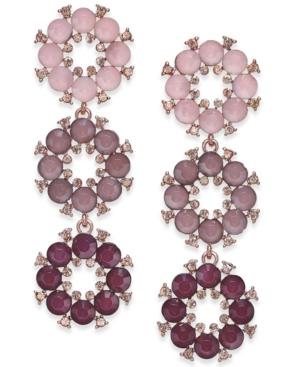 Inc International Concepts Rose Gold-tone Purple Stone Triple-drop Earrings, Created For Macy's