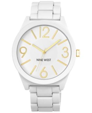 Nine West Women's Matte White Rubberized Adjustable Bracelet Watch 42mm Nw-1678wtwt