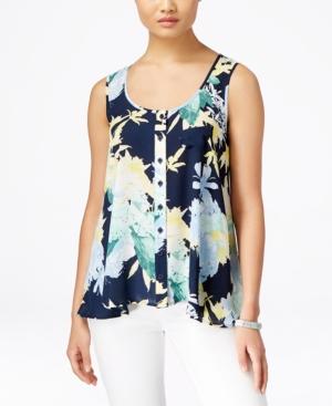 Style & Co. Floral-print High-low Blouse, Only At Macy's
