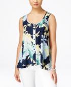 Style & Co. Floral-print High-low Blouse, Only At Macy's