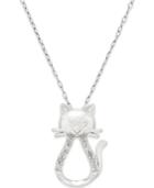 18 Diamond Cat Pendant Necklace (1/10 Ct. T.w.) In Sterling Silver