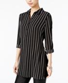 Bar Iii Striped Roll-tab Tunic, Only At Macy's