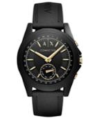 Ax Armani Exchange Men's Drexler Black Silicone Strap Hybrid Smart Watch 44mm