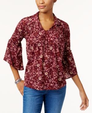 Style & Co Printed Bell-sleeve Top, Created For Macy's