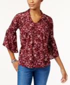 Style & Co Printed Bell-sleeve Top, Created For Macy's