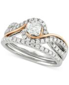 Diamond Two-tone Overlap Bridal Set (7/8 Ct. T.w.) In 14k White And Rose Gold
