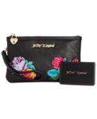 Betsey Johnson Floral Embroidery Small Crossbody With Charger
