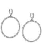 Vince Camuto Silver-tone Pave Huggy Drop Hoop Earrings