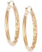 Signature Gold Diamond-cut Hoop Earrings In 14k Gold