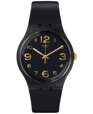 Swatch Unisex Swiss Townhall Black Silicone Strap Watch 41mm Suob138