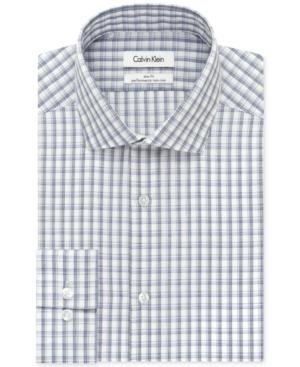 Calvin Klein Steel Slim-fit Non-iron Performance Purple Box Check Dress Shirt