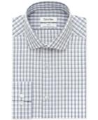 Calvin Klein Steel Slim-fit Non-iron Performance Purple Box Check Dress Shirt