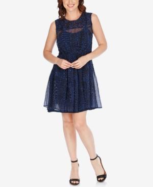 Lucky Brand Sheer Printed Fit & Flare Dress
