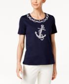 Alfred Dunner Petite Seas The Day Anchor Top