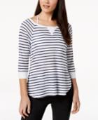 Calvin Klein Performance Highlight Striped Cutout-sleeve Top