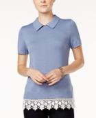 Tommy Hilfiger Lace-trim Knit Top, Only At Macy's