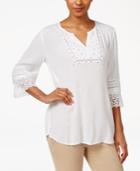 Jm Collection Lace-cuff Studded Top, Only At Macy's