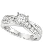Diamond Channel-set Swirl Engagement Ring (1 Ct. T.w.) In 14k White Gold