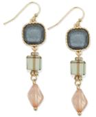 Inc International Concepts Gold-tone Triple Stone Drop Earrings, Only At Macy's