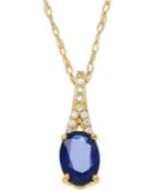 Sapphire (1 Ct. T.w.) And Diamond Accent Pendant Necklace In 10k Gold