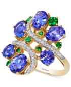 Le Vian Crazy Collection Tanzanite (3-3/4 Ct. T.w.), Tsavorite (3/8 Ct. T.w.) And Diamond (1/5 Ct. T.w.) Cluster Ring In 14k Gold
