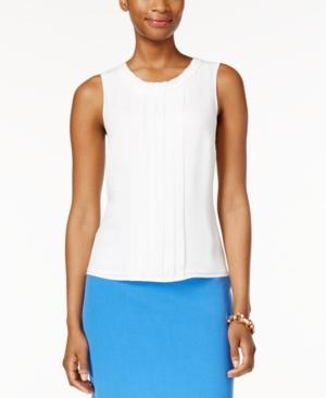 Kasper Sleeveless Pleat-neck Top