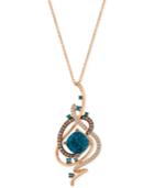 Le Vian Exotics Deep Sea Blue Topaz (5-3/8 Ct. T.w.) And Diamond (3/4 Ct. T.w.) Pendant Necklace In 14k Rose Gold