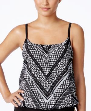 24th & Ocean Printed Blouson Tankini Top Women's Swimsuit