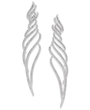 Danori Silver-tone Pave Wavy Drop Earrings, Created For Macy's